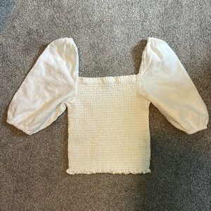 Faherty smocked white cropped top
